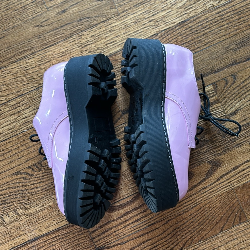 Pink Patented Leather Platform Oxfords - Picture 2 of 6
